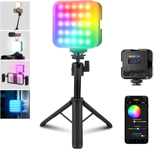 Miniatura 14 de NEEWER RGB62 Luz de video RGB magnética con control de APP mejorado, luz de cámara LED de color completo a 360° con 3 Cold Shoes CRI97+ 2500K-8500K