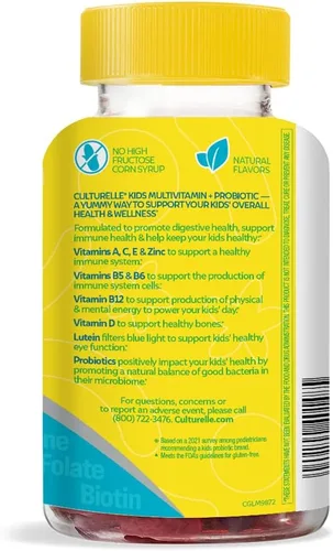 Miniatura 3 de Culturelle Gomitas probióticas para niños a partir de 2 años, sabores de naranja melocotón, bayas mixtas y probióticos diarios para niños + gomitas