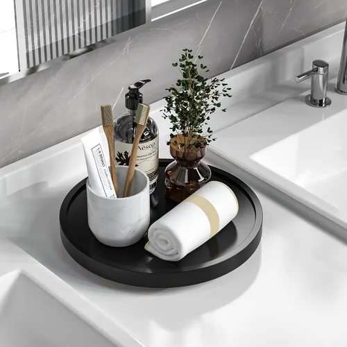 Miniatura 14 de Tocadiscos Lazy Susan para mesa, organizador giratorio antideslizante de 12 pulgadas de bambú para sal, pimienta, especias y aceite de oliva al lado