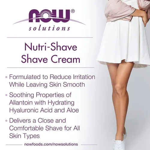 Miniatura 3 de NOW Foods Solutions, Nutri-Shave, Crema de afeitado, elimina los residuos de obstrucción de los poros, reduce la irritación, 8 onzas