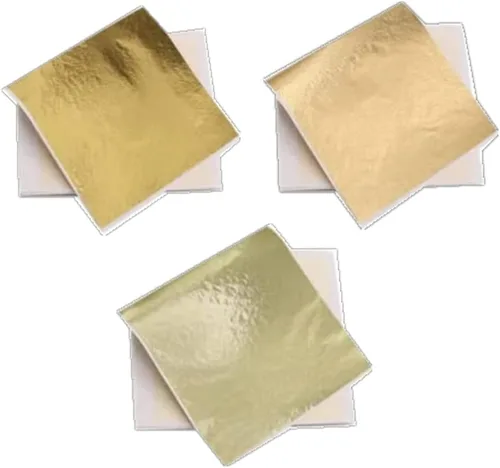 Miniatura 13 de 100 hojas de hojas de imitación de oro. Las hojas de lámina dorada son adecuadas para arte, dorado, decoración, manualidades, imágenes, marcos