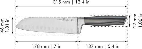 Miniatura 3 de HENCKELS Cuchillo Santoku de grafito afilado de 7 pulgadas, diseño alemán informado por más de 100 años de maestría, gris