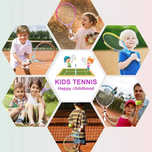 Miniatura 5 de bo'weiqi Raqueta de tenis para niños de 17"-25" para edades de 2-12 años, raqueta de tenis juvenil ligera para niñas y niños, deportes al aire Azul