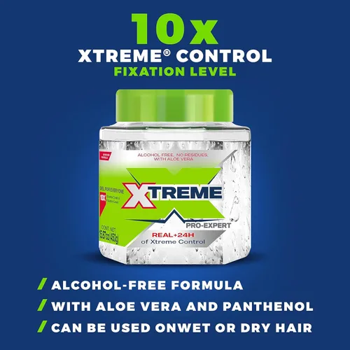 Miniatura 4 de Xtreme Pro-Expert - Gel transparente para el cabello, sin alcohol, control extremo las 24 horas con aloe vera, 15.87 onzas (paquete de 12)
