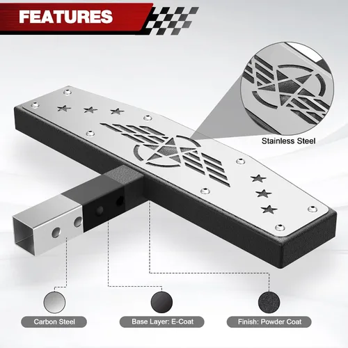Miniatura 2 de Escalón de Enganche Escalón de Enganche de Remolque Compatible con Receptor de 2 Pulgadas con Seguro de Pasador, Recubierto en Polvo Texturizado