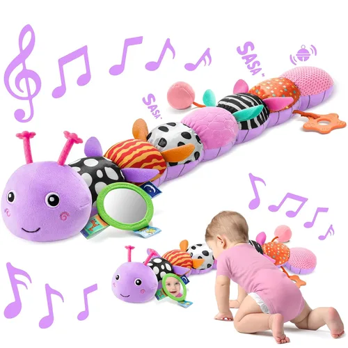 Miniatura 12 de Sumobaby juguetes musicales de peluche para bebés de 0-3-6-12 meses, juguetes multisensoriales con crujido y sonajeros, juguetes para tiempo boca