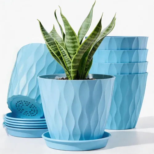 Miniatura 7 de 6 Pack Plant Pots with Drainage Holes, 4 Inch Plastic Indoor Flower Pots, Succulent Pots for Orchids, Violets, Succulents, Herbs and Other Small