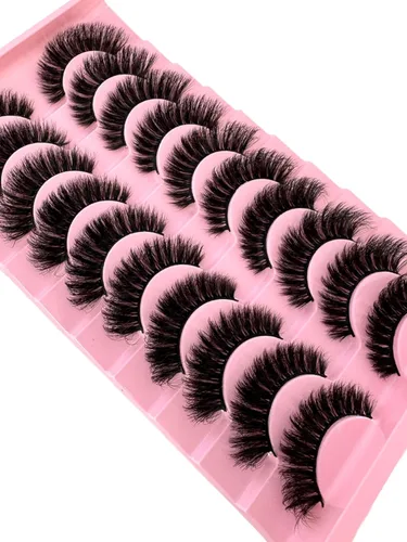 Miniatura 5 de 10 pares de pestañas postizas de visón 3D, hechas a mano, pestañas largas y finas, pestañas naturales para maquillaje de ojos (3-6)