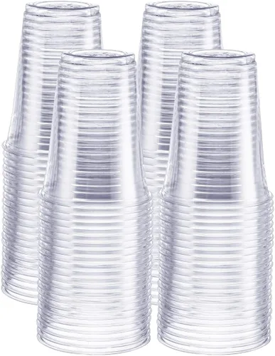 GUSTO [454 ml - 100 unidades] Vasos de plástico transparentes PET para fiestas - Ideales para bebidas frías, batidos y fiestas - (Anteriormente