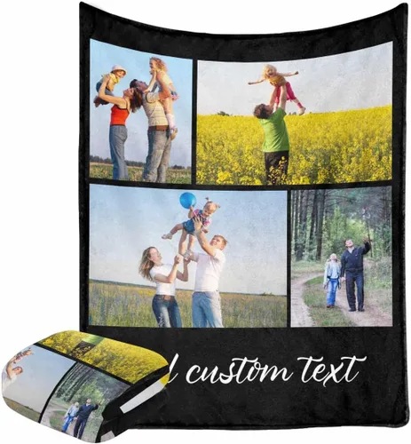 Miniatura 41 de Manta personalizada con fotos, manta personalizada con retrato familiar para padres, niños, perros y familia, manta personalizada para un día