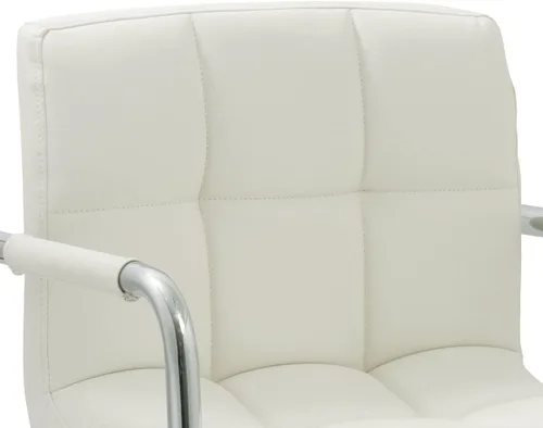 Miniatura 4 de AC Pacific Taburete de cocina giratorio ajustable contemporáneo con cojín y reposabrazos, 24-33 pulgadas, blanco ACBS15 Daisy White Square