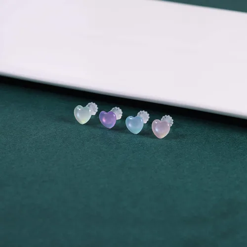 Miniatura 4 de AoedeJ Juego de aretes de plástico coloridos, bonitos aretes transparentes kawaii, hipoalergénicos, para niñas y mujeres, paquete múltiple