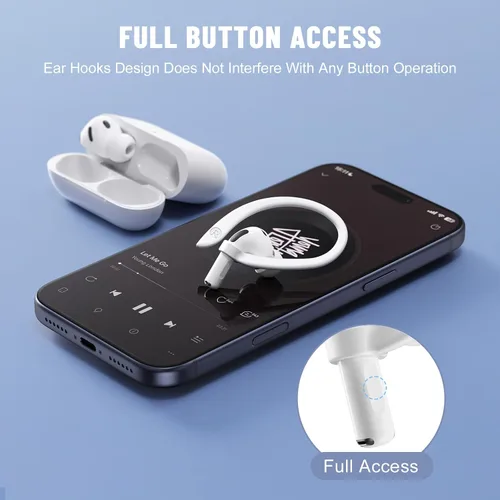 Miniatura 4 de 2 pares de ganchos para las orejas compatibles con AirPods Pro 3/2/1, AirPods 1/2/3, [pares de tamaños M y L] ganchos mejorados de acceso con botón