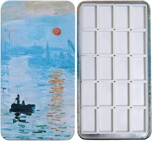 Miniatura 12 de Estuche de lata de paleta de acuarela con 40 piezas de sartenes vacías de plástico blanco con cuadrados magnéticos para transportar - Paleta