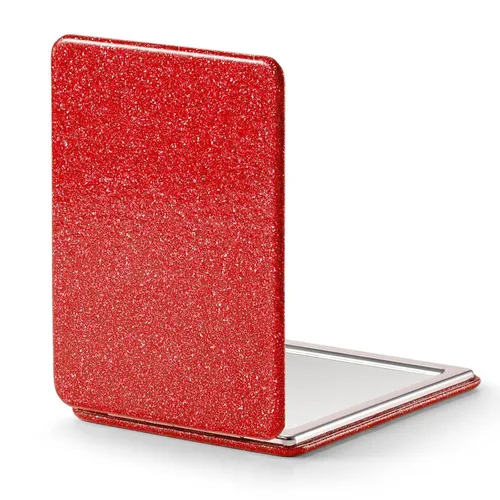 Miniatura 37 de Omiro - Espejo compacto, cuero PU clásico. Ampliación 1x/3x, ultra portátil para el bolsillo, ideal para bolsos y viajes (negro)