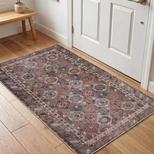 Miniatura 102 de Kuden Alfombra pequeña de 2 x 3, lavable a máquina, parte trasera antideslizante, estilo vintage, suave, pelo bajo, alfombras de área para entrada
