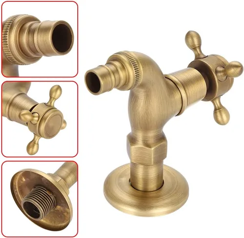 Miniatura 7 de Grifo de lavadora antiguo de cobre puro cepillado a mano clásico europeo para lavadora grifo de agua montado en la pared (2#)
