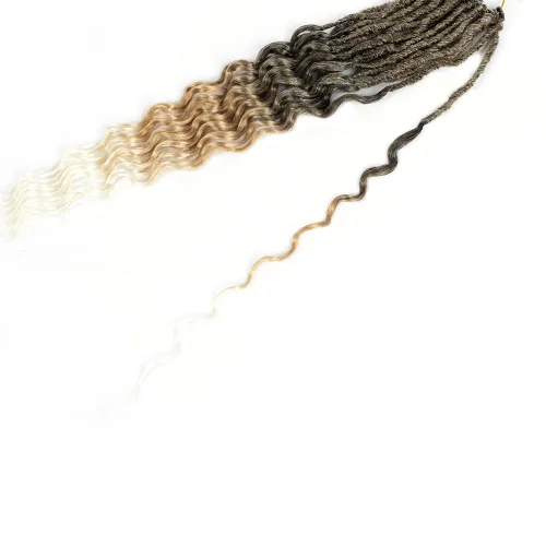 Miniatura 7 de Cabello de Ganchillo Goddess Locs de 18 Pulgadas 8 Paquetes Nuevos Faux Locs Suaves Trenzas de Ganchillo Ondas Profundas Extensiones de Cabello