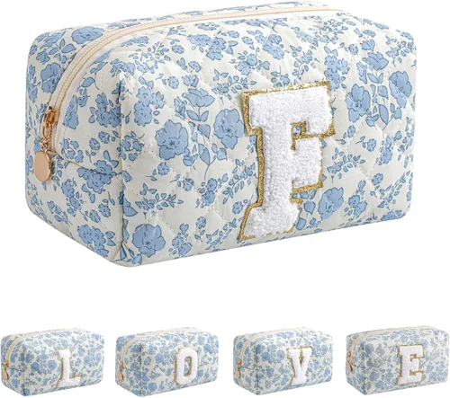 Miniatura 18 de Bolsa de maquillaje alfabética JOVAKIT, bolsa de cosméticos para mujeres, regalos de Navidad para niñas de 6 a 18 años, neceser de viaje con flores