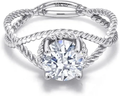 Miniatura 16 de Gem Stone King 7MM Round Gemstone Birthstone Solitaire Ring for Women Twisted Rope Band in 925 Sterling Silver Available in Sizes 5, 6, 7, 8, 9