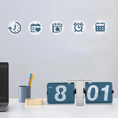 Miniatura 3 de Reloj con tapa de alta precisión, estilo retro, reloj de estante de escritorio, mecánico clásico, pantalla digital, reloj de pared alimentado por