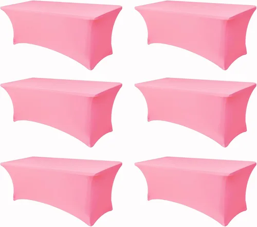 Miniatura 12 de Funda Elástica para Mesa para Mesas Rectangulares de 4 pies - Paquete de 8 Manteles de Spandex Azul Aguamarina con Elástico - Para Mesas Plegables