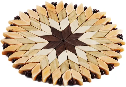 Miniatura 4 de Ukraine - Juego de 2 salvamanteles grandes de madera hechos a mano para platos calientes, diámetro de 9 y 7 pulgadas, posavasos grandes
