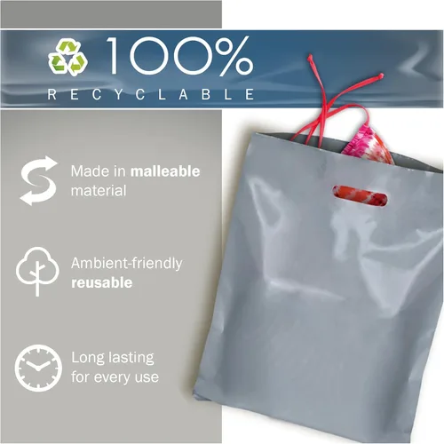 Miniatura 7 de PPB - Bolsas de plástico plateado para mercancía de 12 x 18 pulgadas, acabado brillante, tamaño mediano al por menor, paquete de 100 unidades, 2 mil