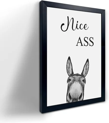 Decoración de habitación de asno con estampados de animales, bonito cartel de citas de culo en el baño, decoración divertida para el baño, carteles