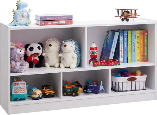 Miniatura 7 de Organizadores y almacenamiento de juguetes, estantería infantil de 5 secciones para organizar libros, juguetes, armario de almacenamiento de madera