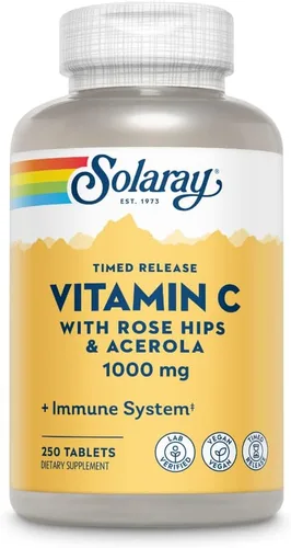 Miniatura 4 de SOLARAY Vitamina C 1000 mg tabletas de liberación cronometrada con bioflavonoides Rose HIPS y Acerola, dos etapas para una alta absorción y apoyo