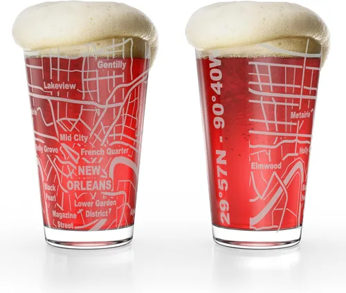 Miniatura 9 de Greenline Goods Vasos de cerveza – Juego de vasos de 16 onzas para los amantes de Pittsburgh – Juego de 2 – Grabados con Pittsburgh, PA Map