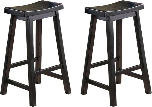 Miniatura 11 de Lexicon Saddleback - Juego de 2 taburetes de cocina de madera maciza, taburetes de cocina de altura para comedor, opciones de asiento de silla sin