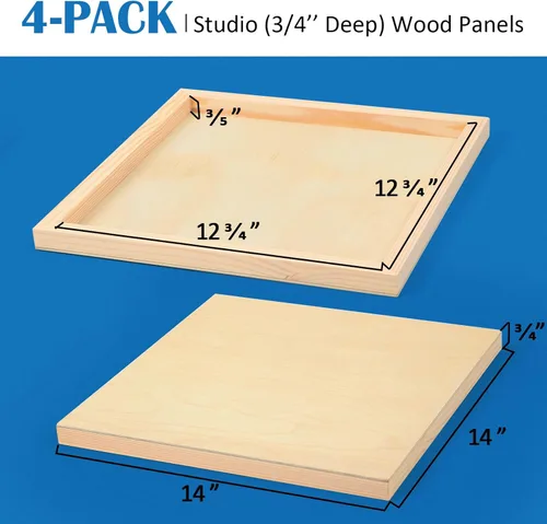 Miniatura 2 de Falling in Art Kit de Paneles de Madera de Abedul Sin Terminar para Pintura, Lienzo de Madera Paquete de 4 de 14x14'' para Estudio 3/4