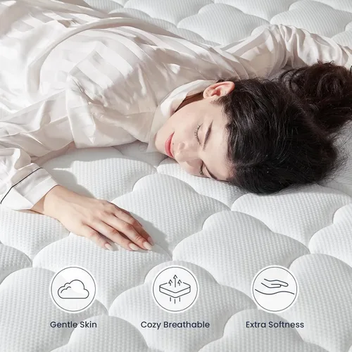Miniatura 4 de Aura Collection - Colchón híbrido de espuma viscoelástica de gel de 12 pulgadas, enfriamiento y alivio de presión para un sueño transpirable