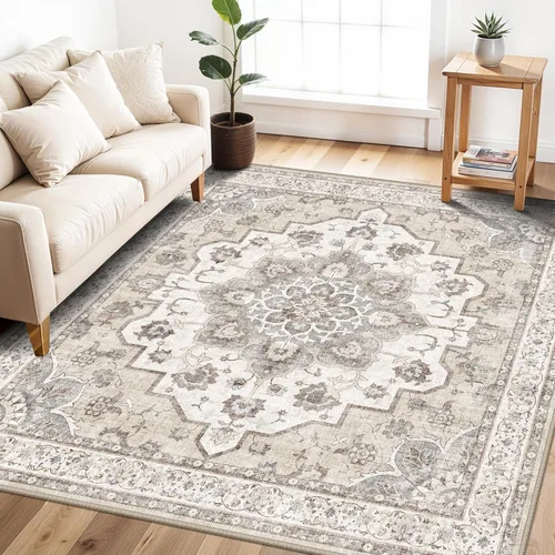 Miniatura 38 de Alfombra lavable de 2 x 3 pies para entrada: alfombras vintage con respaldo antideslizante para cocina, baño, alfombra resistente al agua