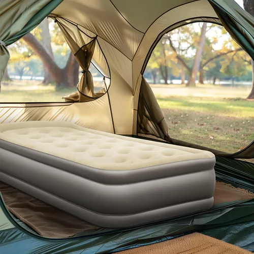Miniatura 9 de LET'S Camp Colchón de aire para acampar con bomba eléctrica de 18 pulgadas, inflable, tamaño individual, 90 segundos, fácil de inflar, tela de PVC