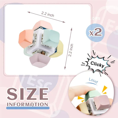 Miniatura 2 de Taiyin 2 piezas de teclado de juguete con clicker, llavero para la ansiedad, juguetes para aliviar el estrés, juguetes para aliviar el estrés, pasar