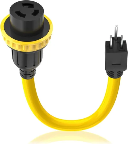 Miniatura 8 de Cable adaptador de caravana de 30 Amp a 15 Amp 110V, macho NEMA 5-15P a hembra TT-30R de alimentación eléctrica Dogbone con mango de agarre, listado