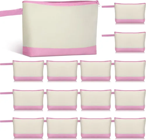 Miniatura 15 de Silkfly Bolsas de Maquillaje de Lona de Algodón Lona Cosmética con Cremallera 10.2 x 5.5 x 2 Pulgadas Bolsa de Bricolaje en Blanco al por Mayor