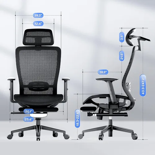 Miniatura 3 de FLEXISPOT Silla de oficina ergonómica con reposapiés, silla de computadora con respaldo de malla, sillas de escritorio de oficina en casa