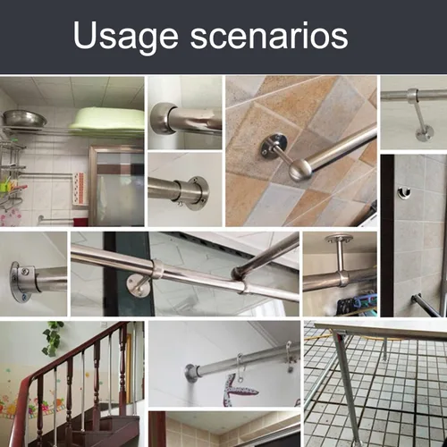Miniatura 6 de Soportes de montaje en techo para barra de cortina de acero inoxidable, diámetro de varilla de 0.984 in/1 pulgada, acabado cromado pulido, plata, 2