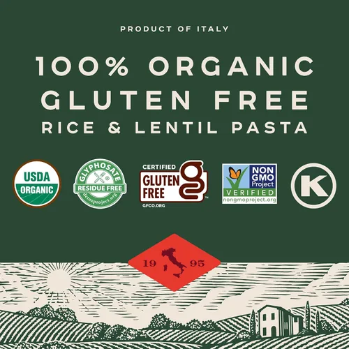 Miniatura 5 de Bionaturae Fusilli Pasta Fideos - Pasta orgánica sin gluten, pasta de arroz y lentejas, certificado Kosher, alta proteína, sin OMG, pasta Fusilli