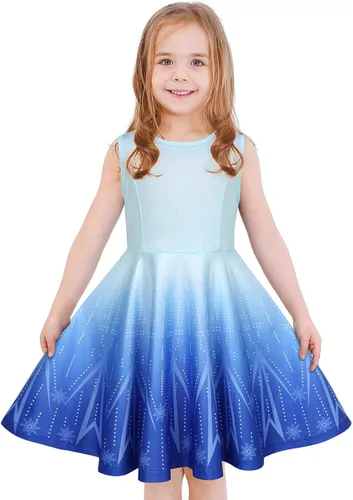 LaBeca - Vestido sin mangas o de manga larga para niñas, vestidos casuales con diseño de unicornio o sirena para niñas pequeñas o grandes