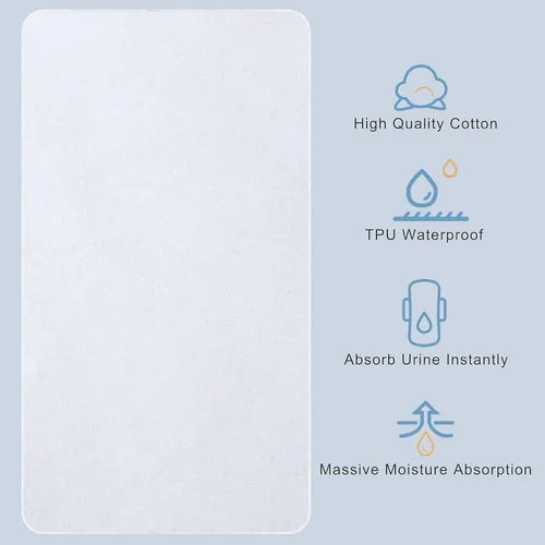 Miniatura 6 de Protector de cuna de franela, protector de colchón 100% impermeable, talla única, 34 x 36 pulgadas.