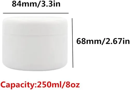 Miniatura 2 de Paquete de 8 recipientes de plástico vacíos para cosméticos con tapa, portátiles de 8 onzas, 8.5 fl oz, rellenables, para maquillaje, crema facial
