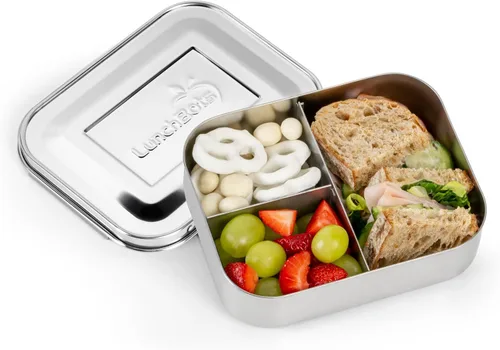 Miniatura 2 de LunchBots Medium Uno - Recipiente para sándwiches de acero inoxidable, diseño abierto para envolturas, ensaladas o comidas pequeñas, ecológico, apto