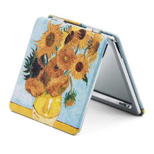 Miniatura 55 de Omiro - Espejo compacto, cuero PU clásico. Ampliación 1x/3x, ultra portátil para el bolsillo, ideal para bolsos y viajes (negro)
