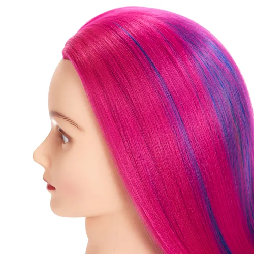Miniatura 4 de Cabeza de Entrenamiento 26"-28" Cabeza de Maniquí para Peinado Maniquí de Cosmetología Cabeza de Muñeca Cabello de Fibra Sintética Modelo de Multi