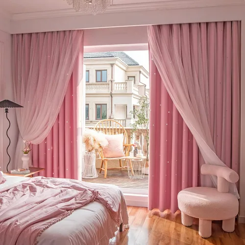 Miniatura 14 de Loyala Cortinas opacas con diseño de estrellas para dormitorio, doble capa, niños, bonitas, 84 pulgadas de largo, 1 panel, beige, 42 x 84 pulgadas